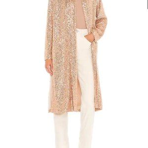 BB DAKOTA by STEVE MADDEN SHOWSTOPPER SEQUINED DUSTER COAT JACKET ROSE-CHAMPAGNE